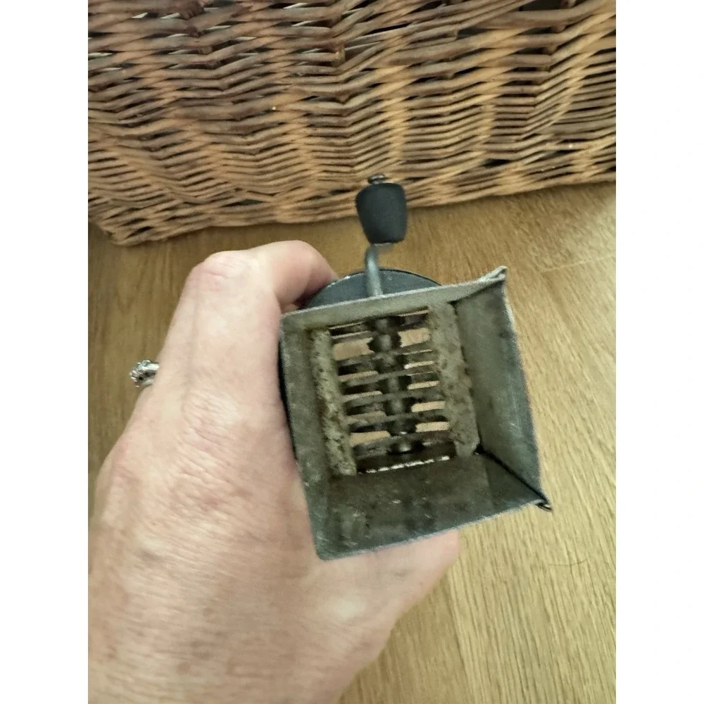 Vintage Androck Nut Chopper Spice Kitchen Glass Metal Jar Antique Rusty Prim
